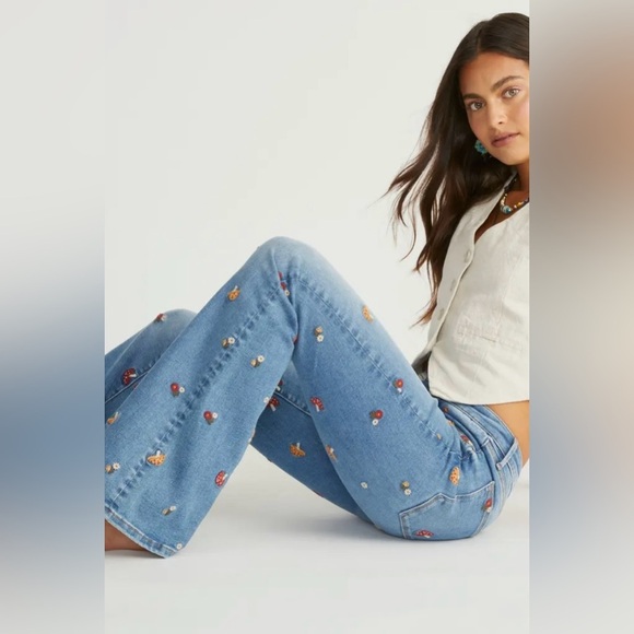 Driftwood Farrah x Wonderland Embroidered Flare Leg Jeans Size 25 NWT - Picture 4 of 14